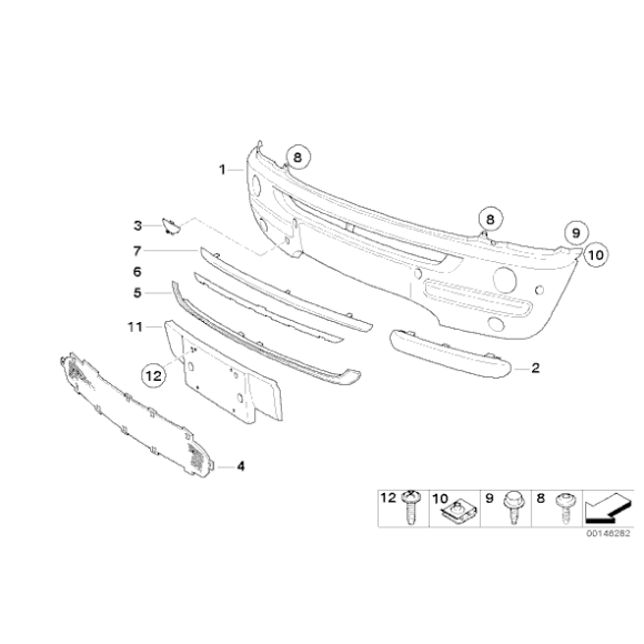 Listwa zderzaka przód środkowa MINI R50 R52 R53 1,4i 1,6i Cooper One S - 51111490062