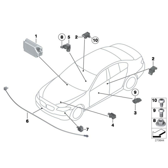 Czujnik poduszki powietrznej airbag przód BMW F01N F06 F07 F10 F11 F12 F13 F25 F26 F10N - 65779224176