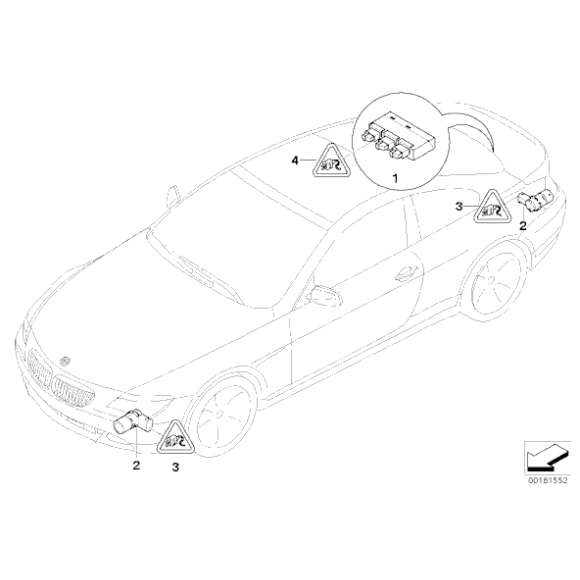 Czujnik parkowania przód tył BMW E60N E61N E63N E64N E70 E71 E83N X3 X5 X6 - 66202180147