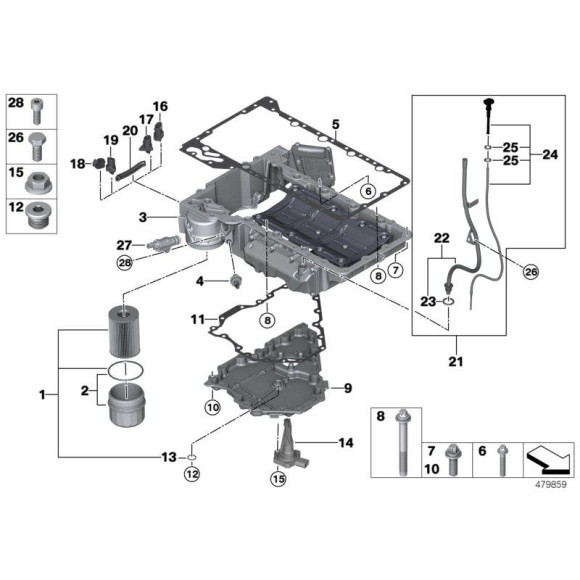 Śruba zamykająca BMW E12 E24 E26 E30 E31 E32 E36 E38 E39 E53 E60 E61 E63 E64 E65 E66 E70 E71 E72 F01 F02 F04 F06 F07 F10 F11 F12