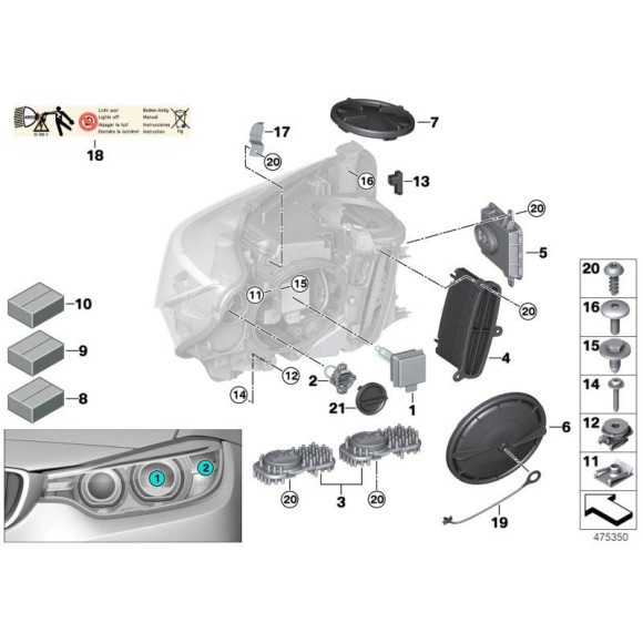 Żarówka żółta kierunkowskazu BMW E70 E71 X5 X7 E83 E90N E91N F07 F10 F11 F15 F16 F32 F33 G01 G02 - 07119905468