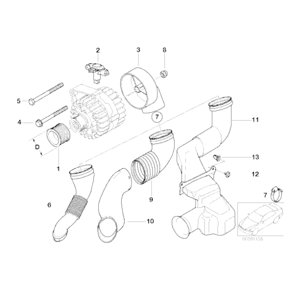 Śruba z podkładką BMW E34 E38 E39 E46 E53 X5 E60 E61 E63 E65 E71 E81 E90 F01 F07 - 07119905523
