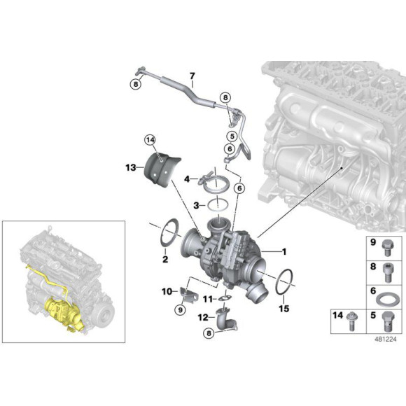 Śruba drążona turbosprężarki BMW E39 E38 E53 E46 E87 E60 E65 E81 E90 E91 F07 F10 F11 F12 F16 F20 F30 F48 G11 G30 - 07119907291