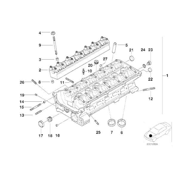 Śruba dwustronna głowicy BMW E30 E34 E36 E38 E39 E46 E60 E53 X5 E61 E65 E83 X3 E85 Z4 Z3 - 07129908122
