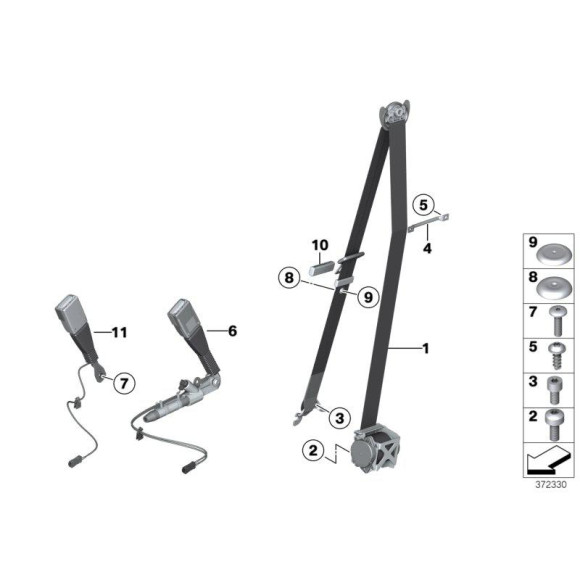 Śruba pasa BMW E46 E60 E61 E70 E81 E83 E84 E87 E90 E91 E92 F25 F26 MINI R56 R57 - 07146962565