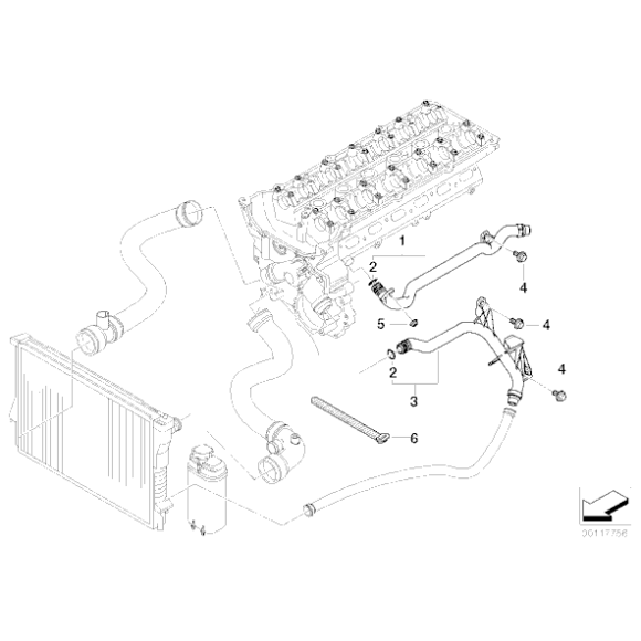 Przewód ukł. chłodzenia BMW E38 E39 E46 E53 X5 Z3 Z4 320 323 325 328 330 520 523 525 528 530 728 - 11531705210