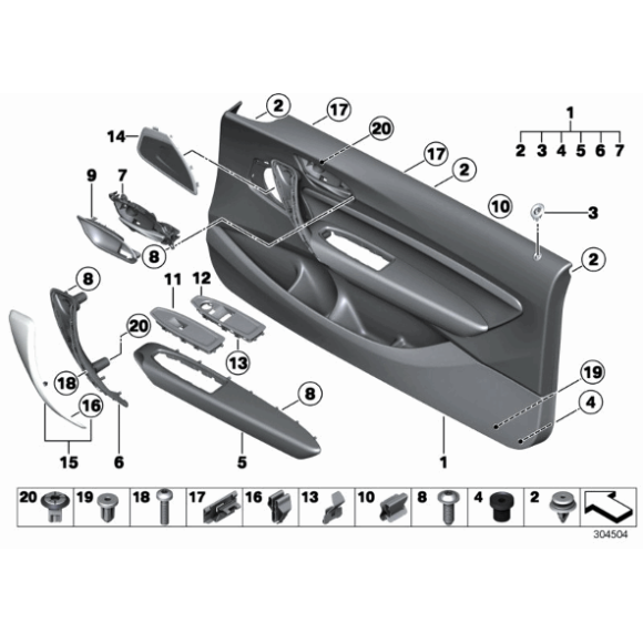 Nakrętka mocowanie boczka BMW F20 F30 G01 F12 G11 - 07147265039