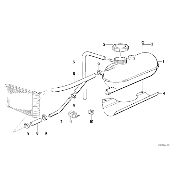 Zbiornik wyrównawczy chłodnicy BMW E28 E30 Z1 520i i 525e 528e 320i 325e 325i 323i 324td - 17111707540