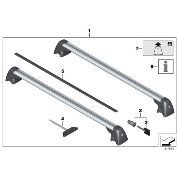 Poprzeczki dachowe zamykane na klucz MINI R60 - 82712148014