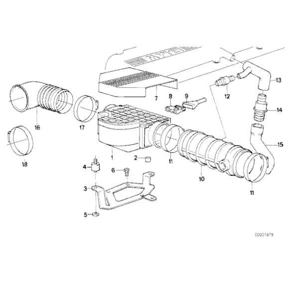 Wspornik mocowanie przepływomierza BMW E24 E32 E34 635CSi 730i 735i 530i 535i M30 - 13621707791