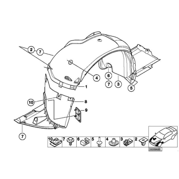 Nadkole dolne lewy przód BMW E46 316 318 320 323 325 328 330 - 51718265467
