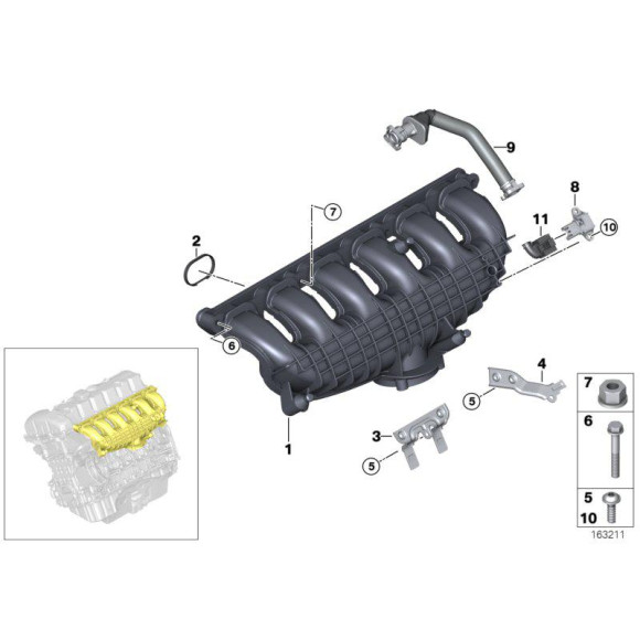11617564679 Kolektor ssący BMW E60N E71 E82 E89 E90 F01 F02 N54  - 11617564679 - Części oryginalne BMW Łódź | Sklep internetowy BMW