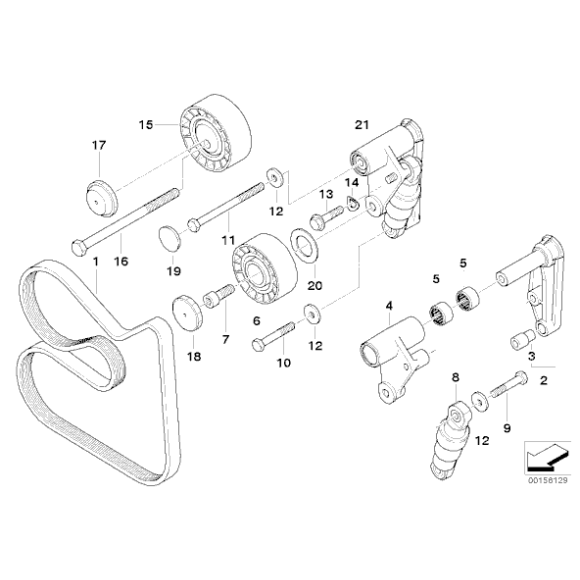 Tulejka igłowa napinacza paska BMW E34 E36 E38 E39 E46 E53 E60 E61 E83 X3 X5 Z4 - 12311713153
