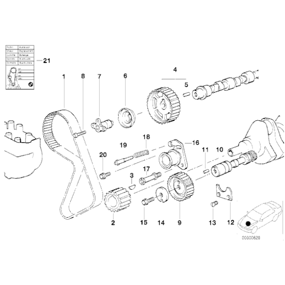 11311713475 Pokrywa wałka rozrządu BMW E28 E30 E34 Z1 520i 320i 325i 525i M20 - 11311713475 - Części oryginalne BMW Łódź | Sklep internetowy BMW