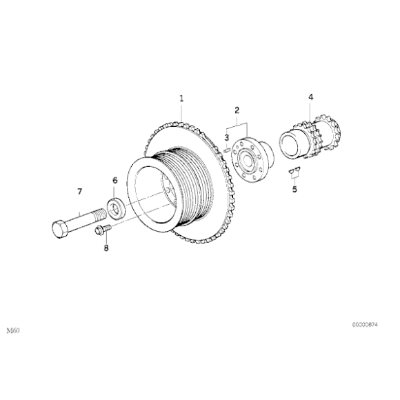 Podkładka koła pasowego BMW E31 E32 E34 840 850 730 740 750 530 540 M60 M70 - 11231713619