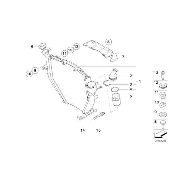 Chłodnica wody BMW K40 K44 K1200S K1300S K1200GT K1300GT - 17117699517