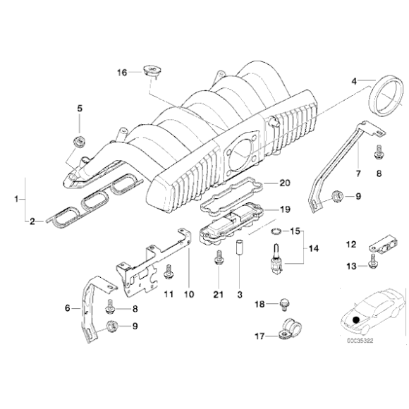 Uszczelka kol. ssącego BMW E34 E36 E38 E39 E46 Z3 320 323 325 328 728 318 518 520 525 M3 520 523 528 - 11611716174