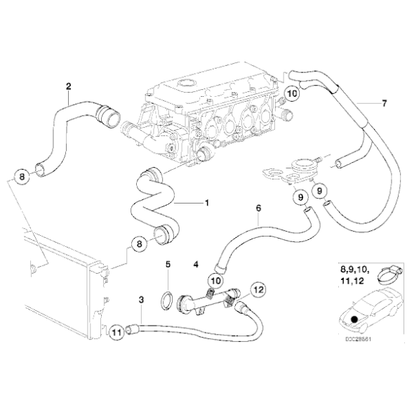 Przewód elastyczny układu chłodzenia BMW E36 Z3 - 11531716659