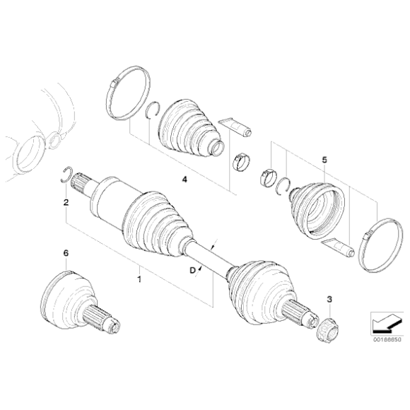 AT-Półoś napędowa lewa BMW E46 325xi 330xd 330xi - 31607505199