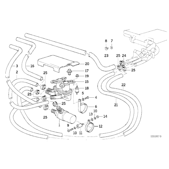 Przewód wąż wody ukł. chłodzenia dolny BMW E34 520i 525i M2 M50 - 11531720524