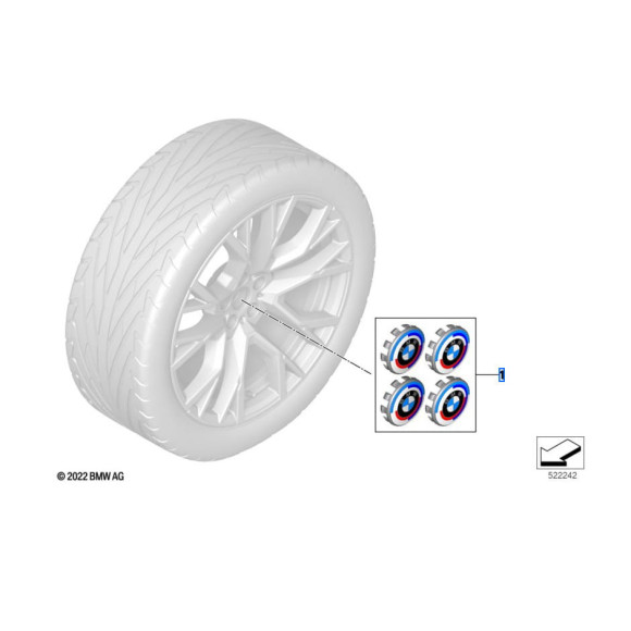 Dekielki kołpaczki kół 56 mm BMW 50 Jahre Zestaw G20 G30 G01 G05 G07 - 36125A57484