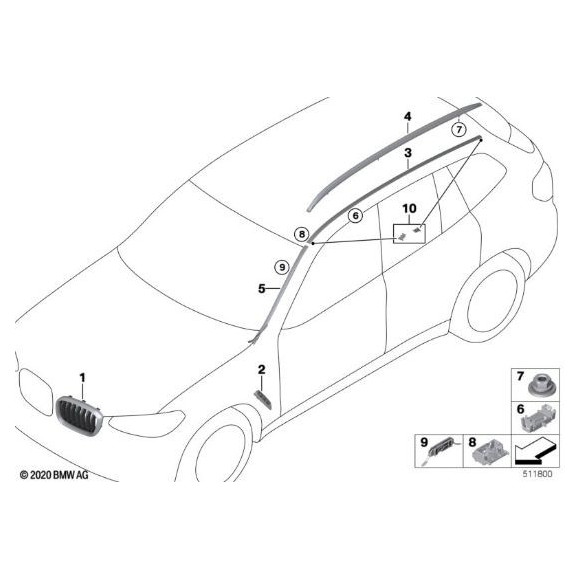 Grill nerka atrapa prawa BMW X3 G01 X4 G02 Czarna Shadow Line - 51138469960