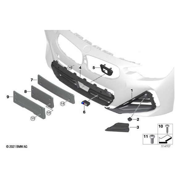 Mocowanie napisu M perlglanz Chrom BMW G42 218 220 230 240 - 51115B5C4F7