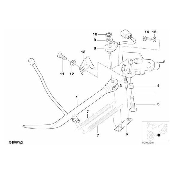Śruba podpory boczne stopki BMW K25 K30 R21 R22 R28 - 46537653381