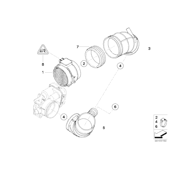 Pierścień uszczelniający przepływomierza powietrza BMW E53 E60 E61 E63 E64 E65 E66 E85 - 13717503137