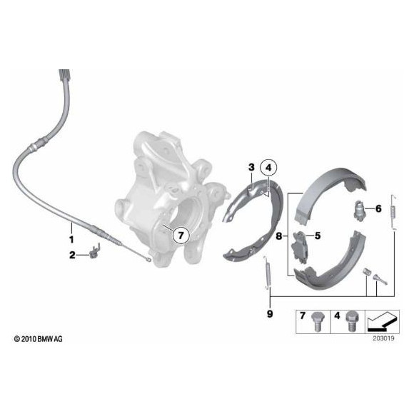 Linka hamulca ręcznego prawa BMW F01 F02 F04 RR Dawn Ghost - 34436797372