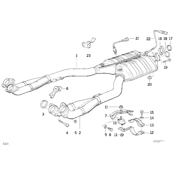 Wspornik uchwyt rury wydechowej BMW E31 E32 E34 840i 740i 740iL 540i - 18311723987