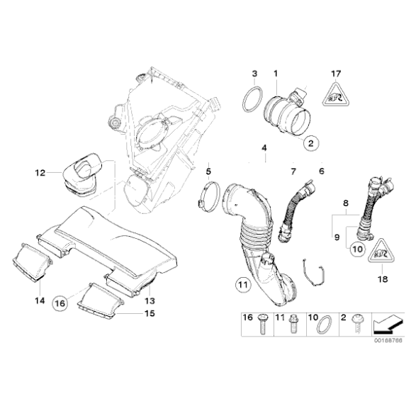 Kanał powietrza zasysający lewy BMW E81 E82 E87 E88 118 120 123 135 130 - 13717547592
