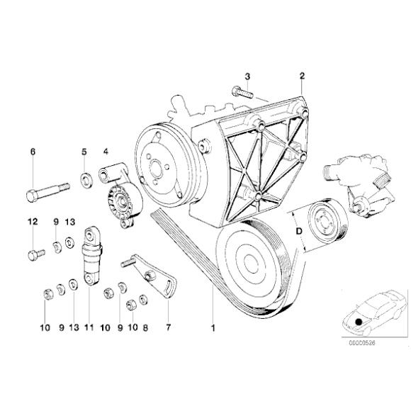 Pasek mikro klimatyzacji BMW E31 E32 850Ci 850CSi 750i M70 - 11281733708
