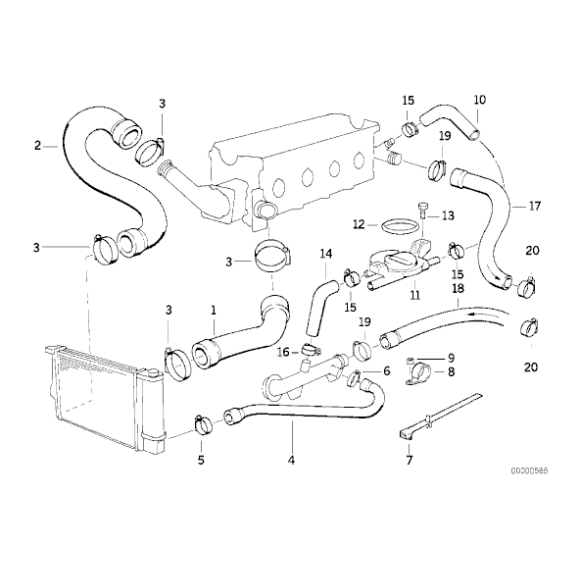 Przewód układu chłodzenia BMW E36 316i 318i M40 sedan - 11531734455