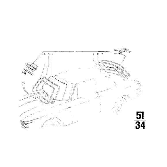 Uszczelka szyby przód BMW Isetta NK 700 E10 114 1502 1600 1602 1802 1800 2000 2002 - 51311803265