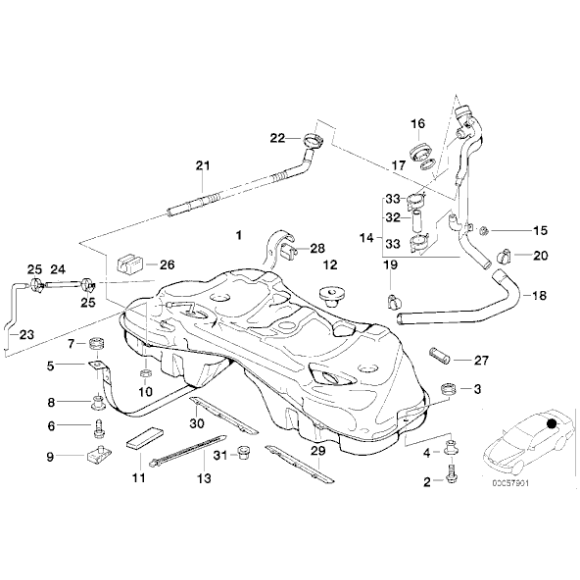 Korek wlewu paliwa niezamykany na klucz BMW E34 E36 E38 - 16111184718