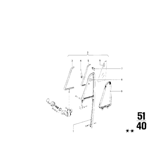 Uszczelka szyby uchylnej tył lewa BMW E10 114 1502 1600 1602 1802 1800 2000 2002 - 51321815011