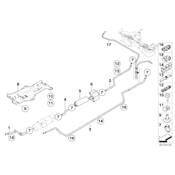 Zatrzask mocowanie przewodu rurowego paliwa BMW E31 E32 E34 E36 E38 E46 Z3 - 16121179396