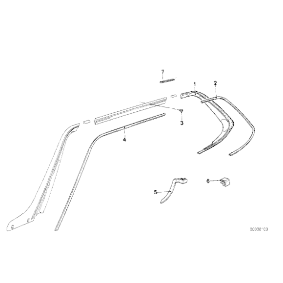 Listwa rynny dachowej lewa BMW E24 628CSi 630CSI 633CSi 635CSi M635CSi M6 - 51131839945