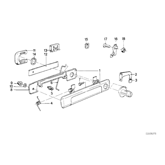 Podkładka uchwytu klamki drzwi przód lewa BMW E24 E23 728 730 732 733 735 745 628 630 633 635 M6 - 51211847591