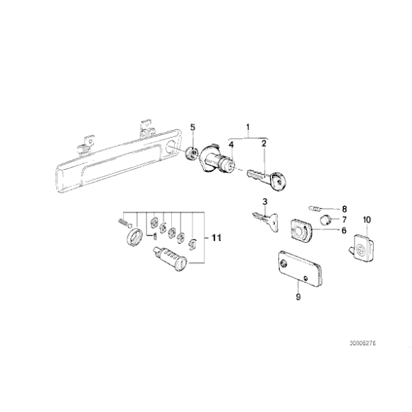 Zamek z kluczem lewy BMW E23 E24 - 51211851987