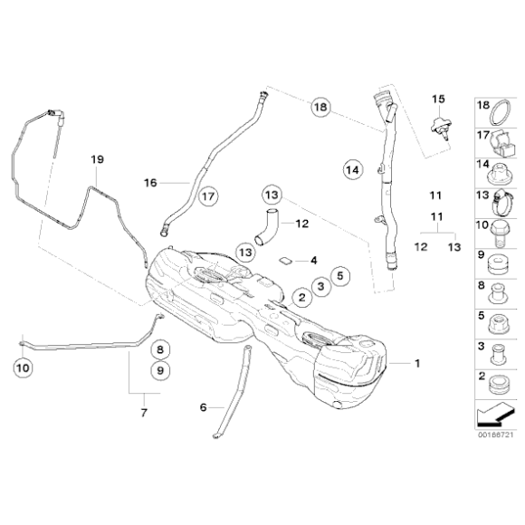 Przewód odpowietrznika zbiornika paliwa BMW E90 E91 E92 E93 316 318 320 323 325 330 335 - 16126765748