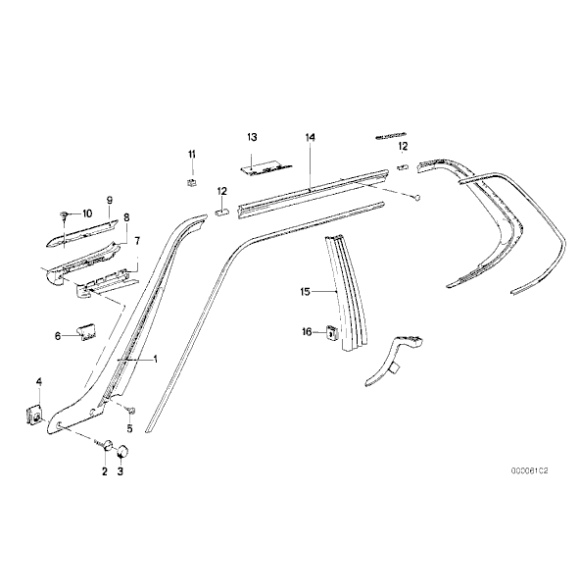 Wkładka listwy rynienki lewa BMW E24 628 630 633 635 M6 - 51131859621
