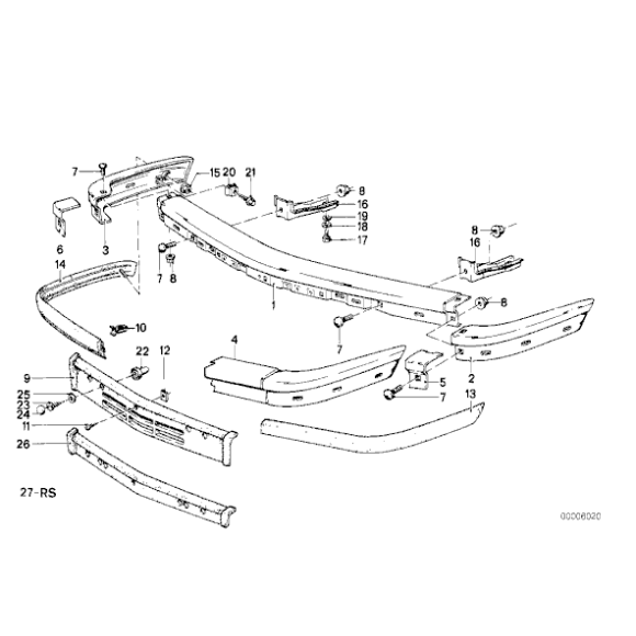 Listwa zderzaka przód lewa BMW E28 518 520 525 524 528 535 - 51111868101
