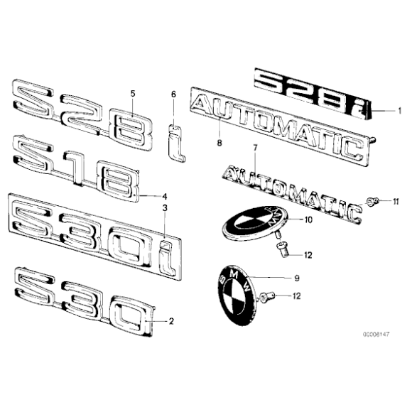 Emblemat klapy tył BMW E12 E3 E9 518 520 525 528 530 535 - 51141872327