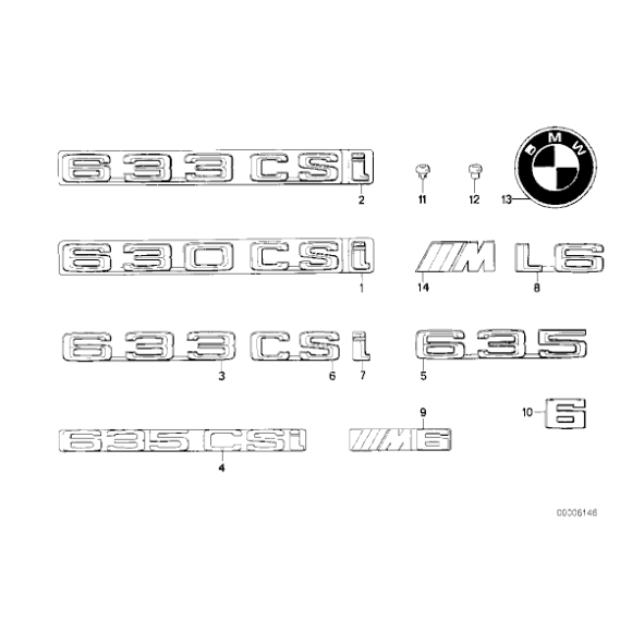 Emblemat klapy tył BMW E24 628 633 630 635 M6 - 51141872329