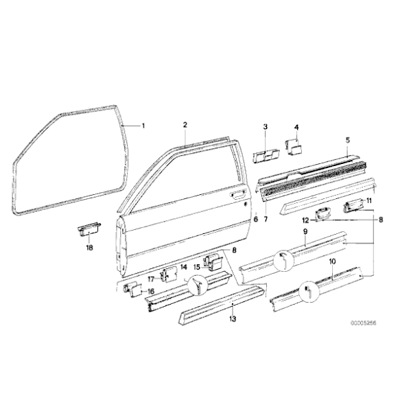 Uszczelka zewnętrzna szyby drzwi BMW E21 315 316 318 320 323, produkowane od 1979-09 - 51211874667