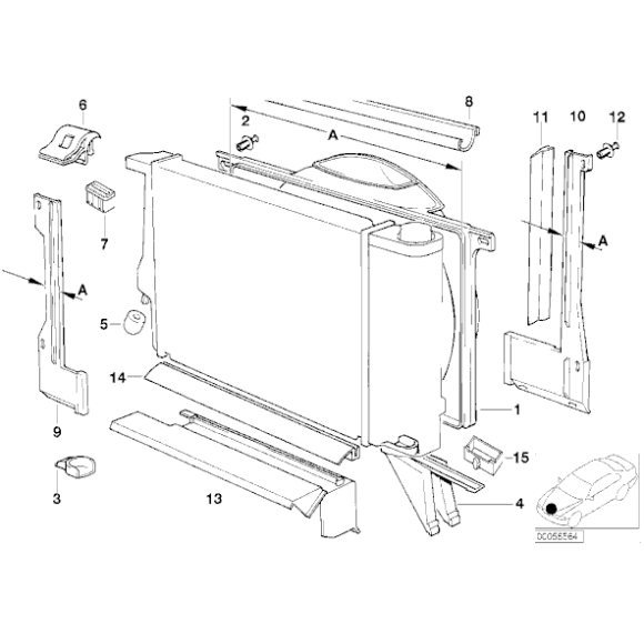 Uszczelka obudowy chłodnicy BMW E32 E34 E36 730 735 740 750 518 520 525 530 535 540 M5 316 318 320 325 328 M3 - 17101712609