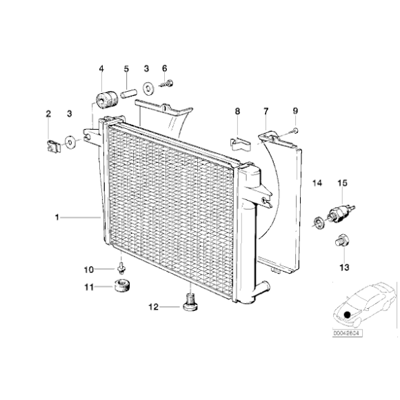 Poduszka gumowa chłodnicy BMW E21 E24 E28 E30 320 323 628 635 518 520 535 M5 - 17111150984