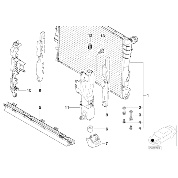 Odbojnik gumowy chłodnicy BMW E28 E30 E31 E32 E34 E36 E46 E83 X3 E85 Z4 - 17111178412